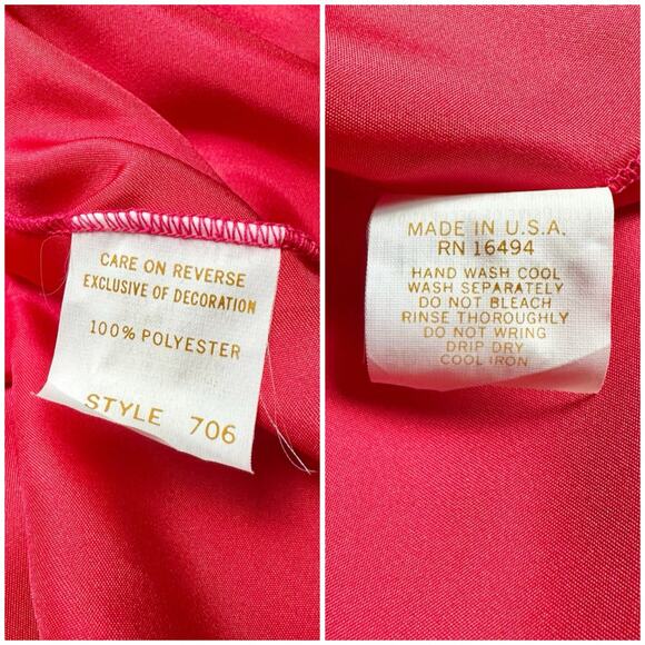 Givenchy Intimates | Women | Vtg 80s Red Satin Lace Slip Dress Robe Set | Small - Picture 11 of 16